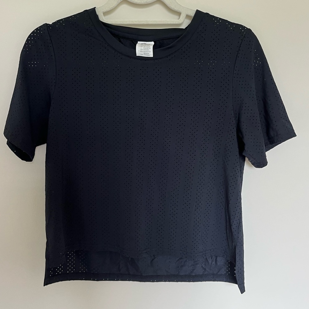 Zyia Active Black Perforated Short Sleeve Top Size Small